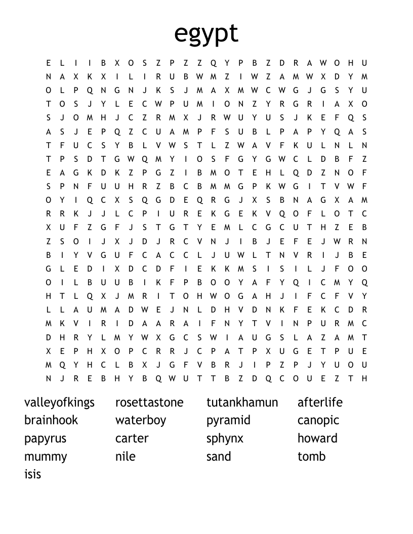 egypt Word Search