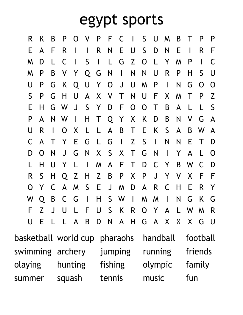 egypt sports  Word Search