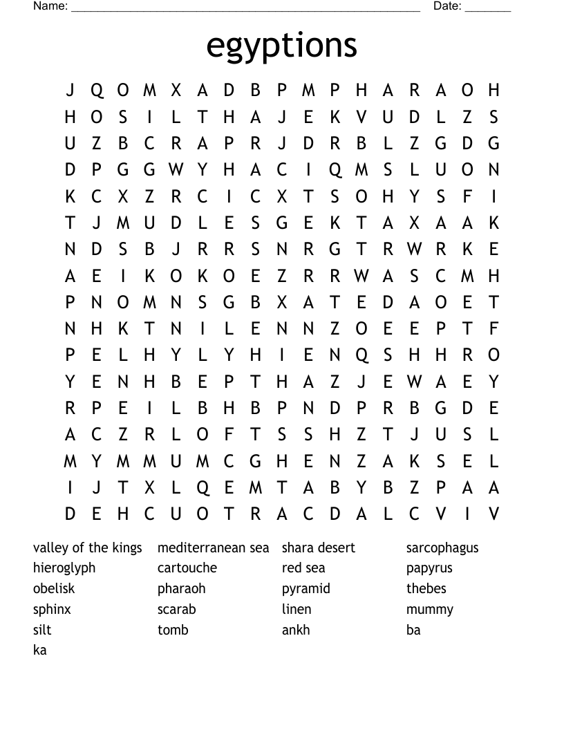 egyptions Word Search