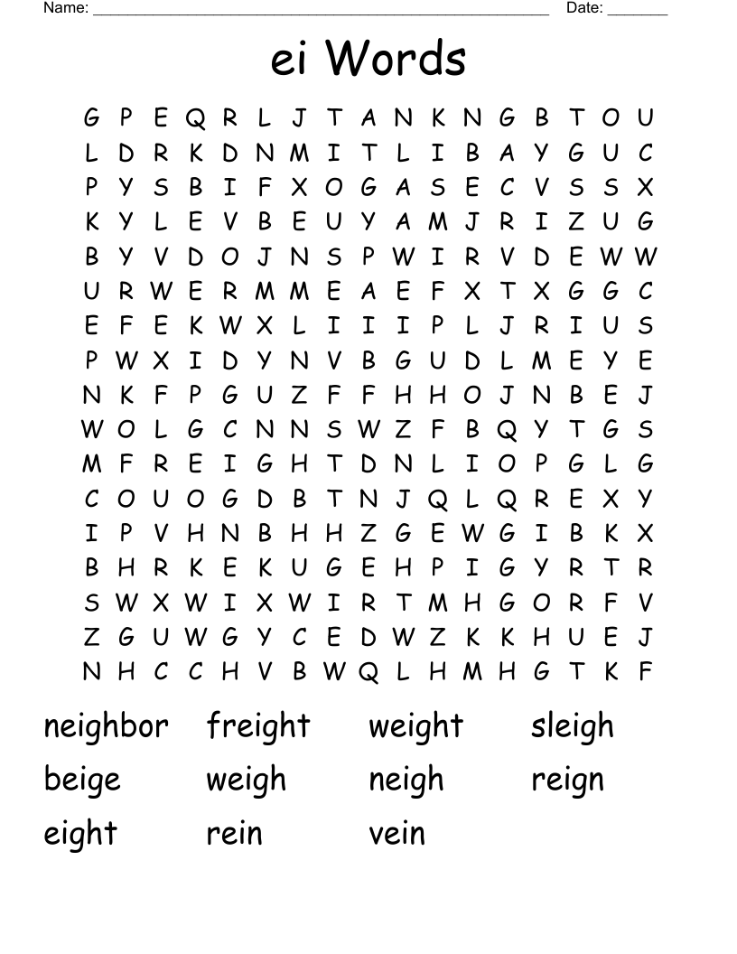 ei Words Word Search
