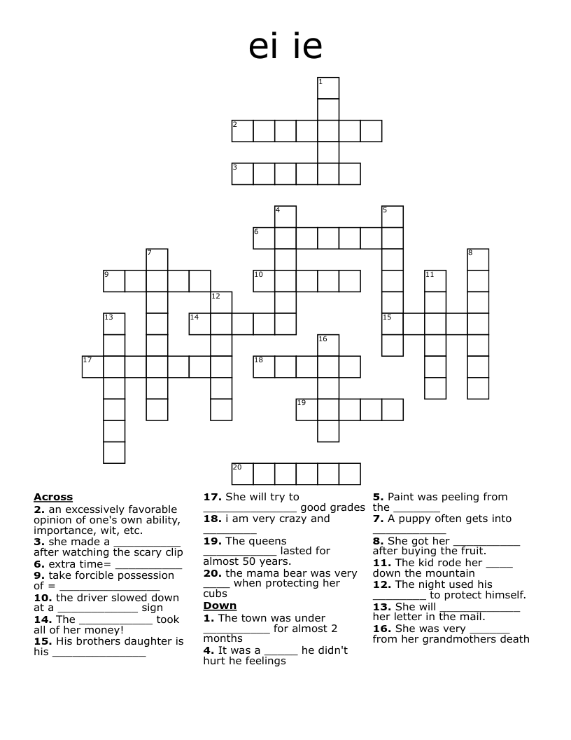 ei ie Crossword