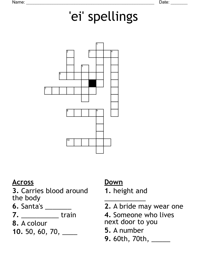 'ei' spellings Crossword