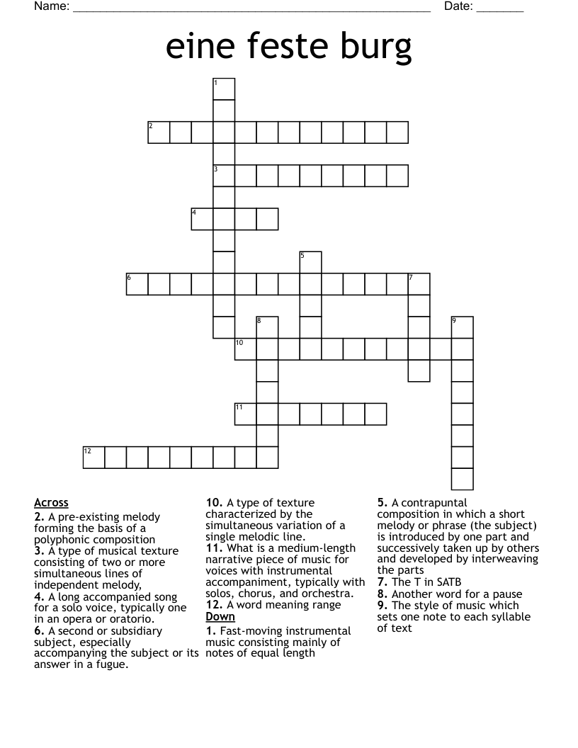 eine feste burg Crossword