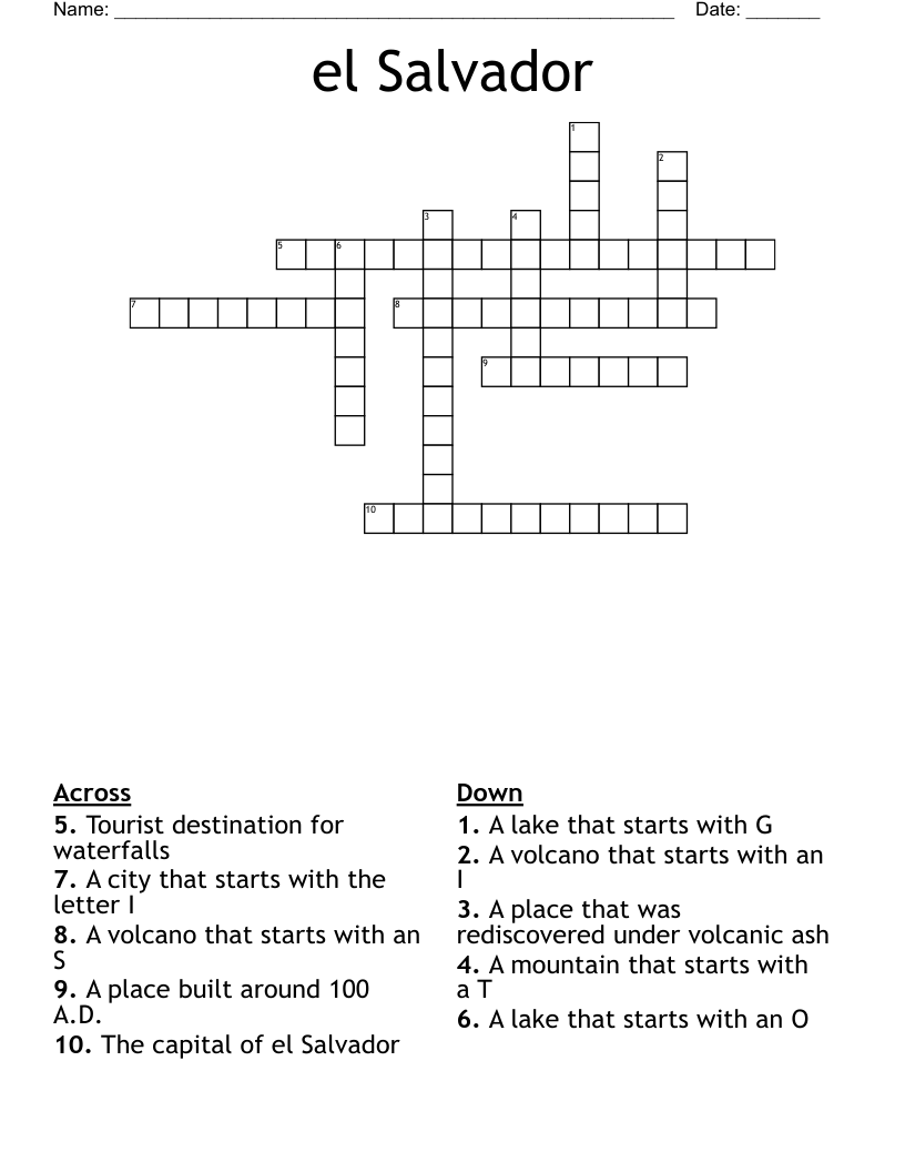 el Salvador  Crossword