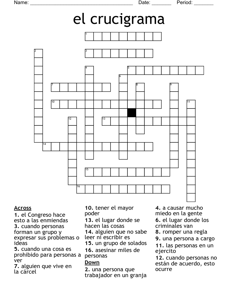 el crucigrama Crossword