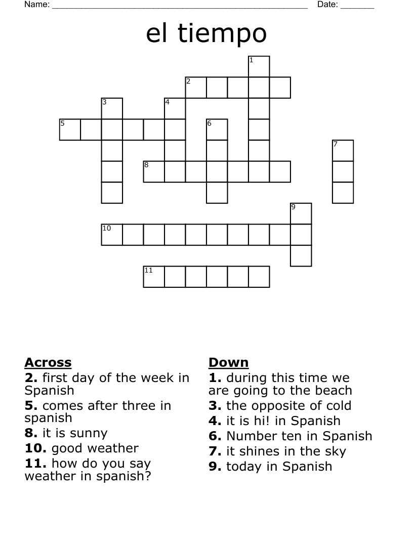 el tiempo Crossword