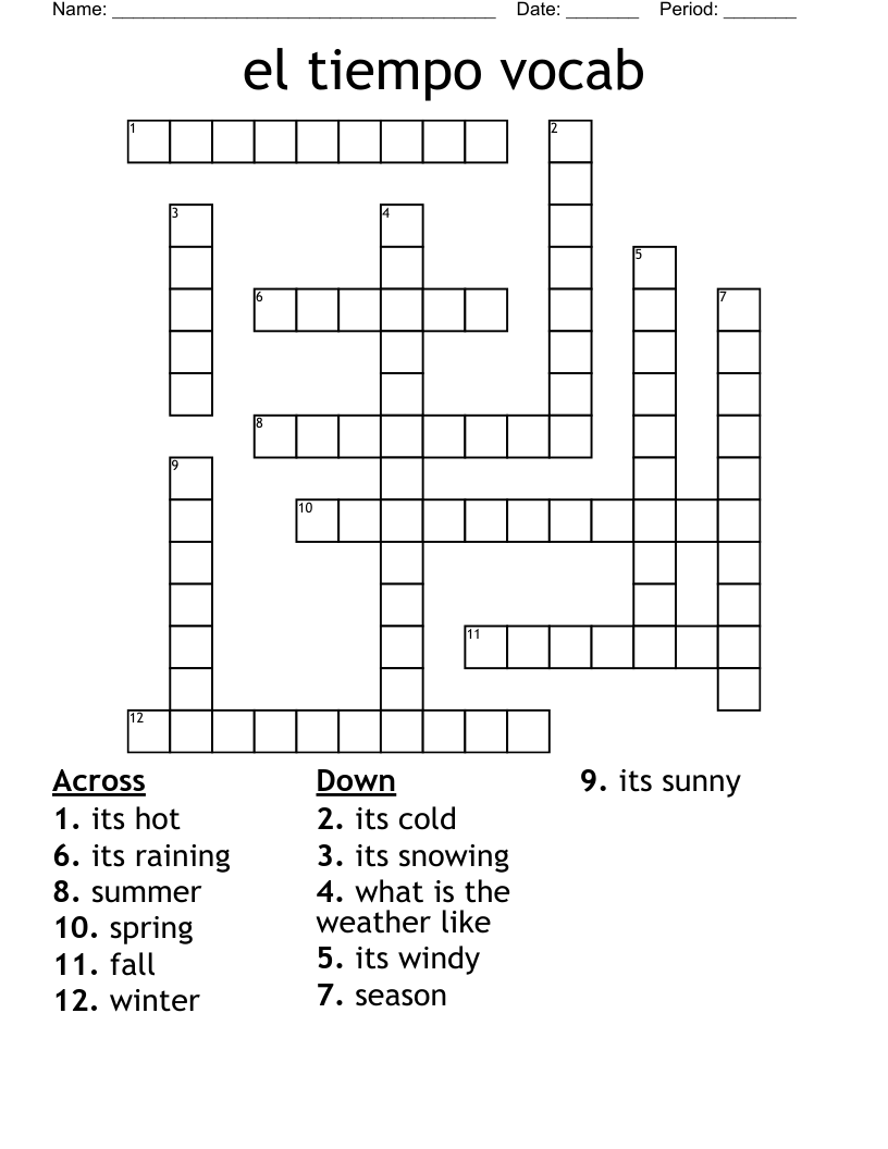 el tiempo vocab Crossword