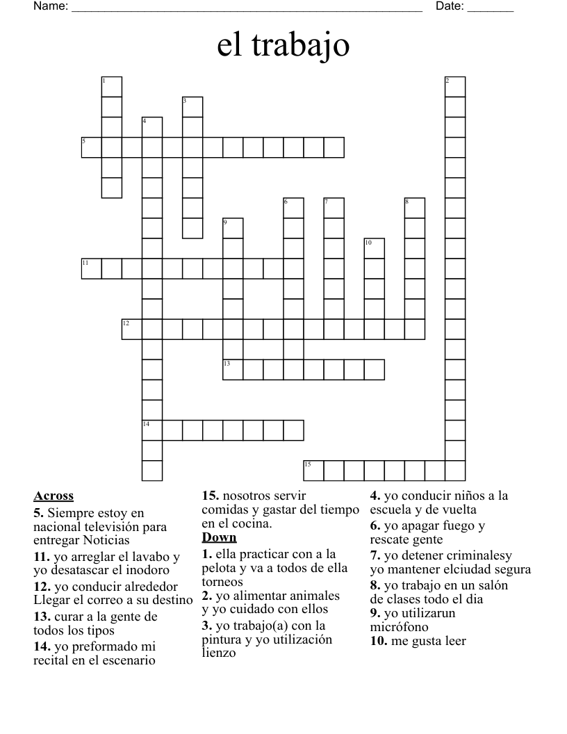 el trabajo Crossword