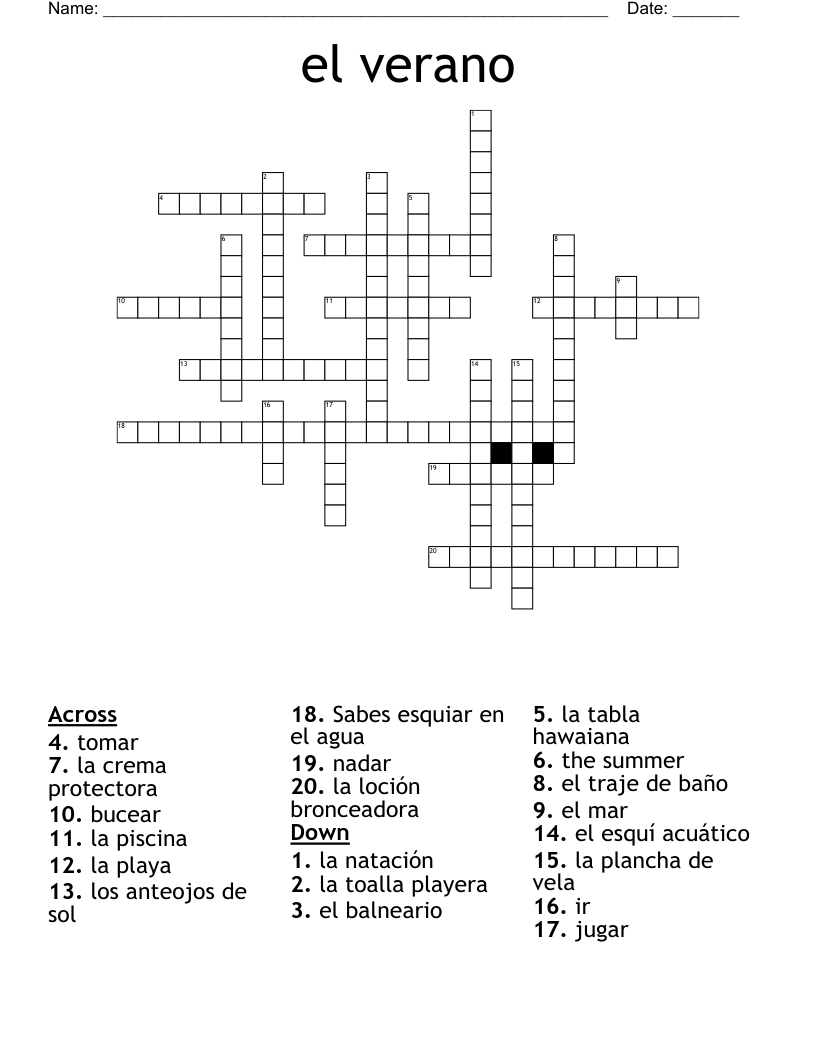 el verano Crossword