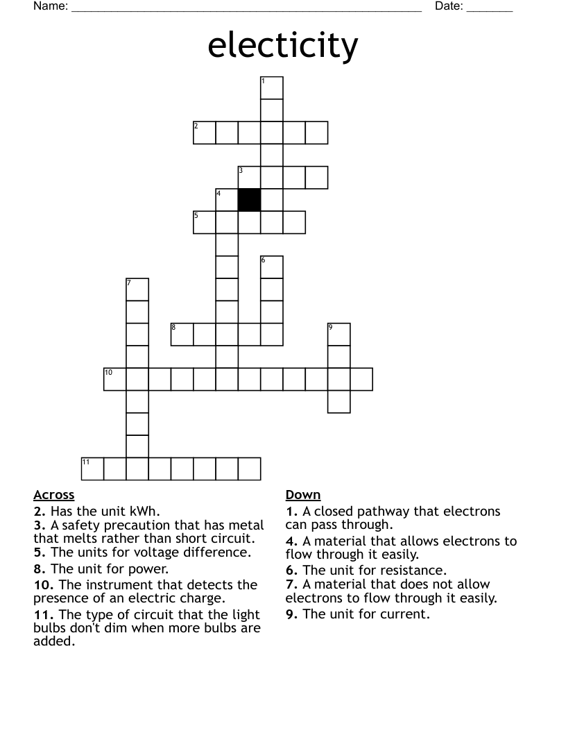 electicity Crossword