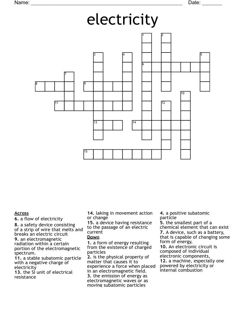 electricity  Crossword