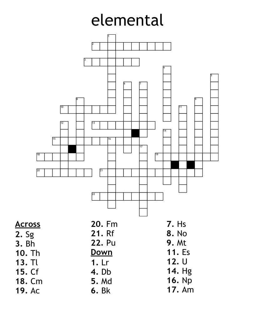 elemental Crossword