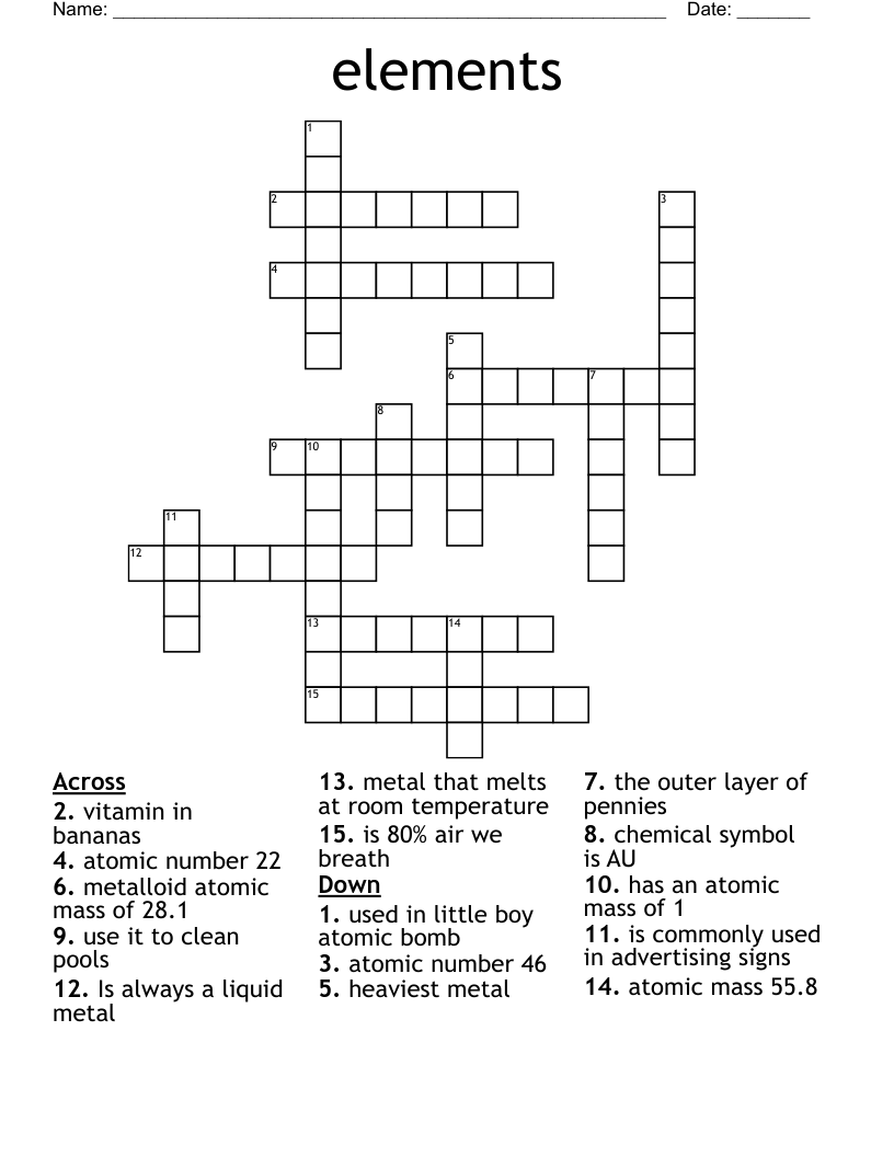 elements Crossword