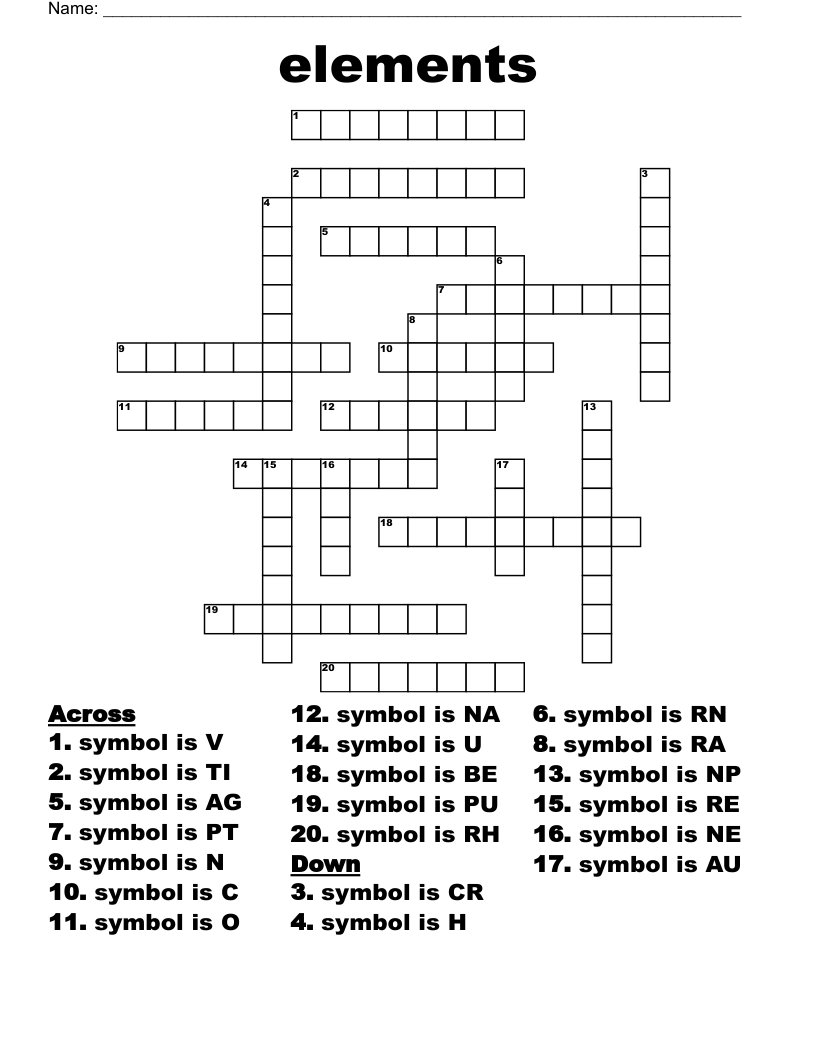 elements Crossword