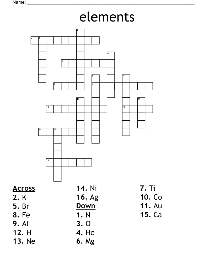 elements Crossword