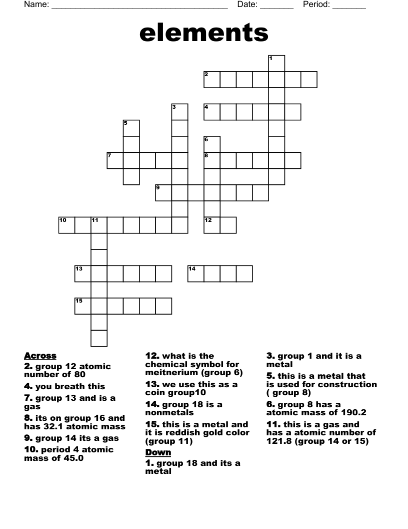 elements  Crossword