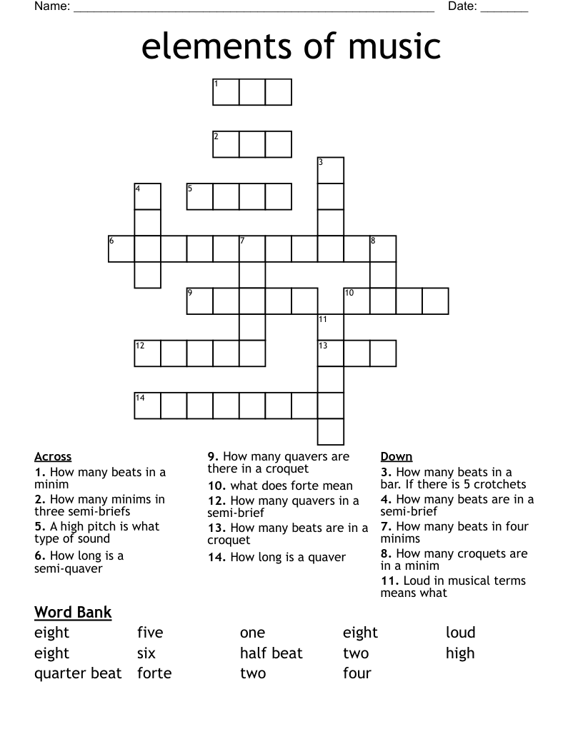 elements of music  Crossword
