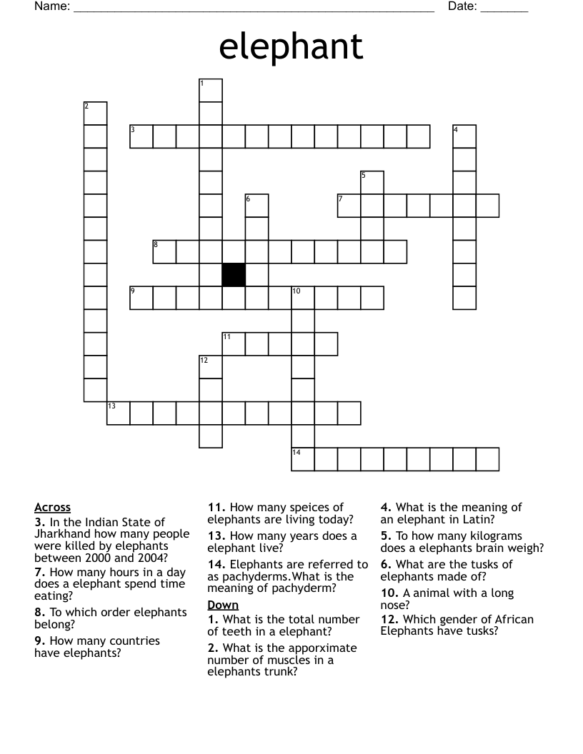 elephant Crossword