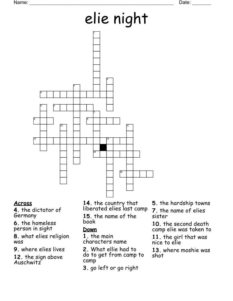 elie night Crossword