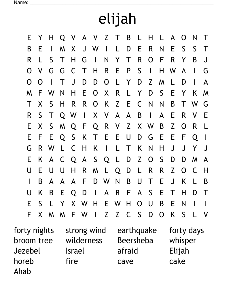 elijah Word Search