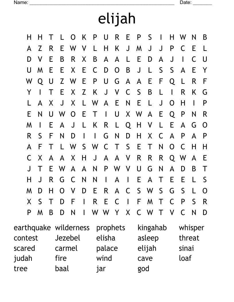 elijah Word Search