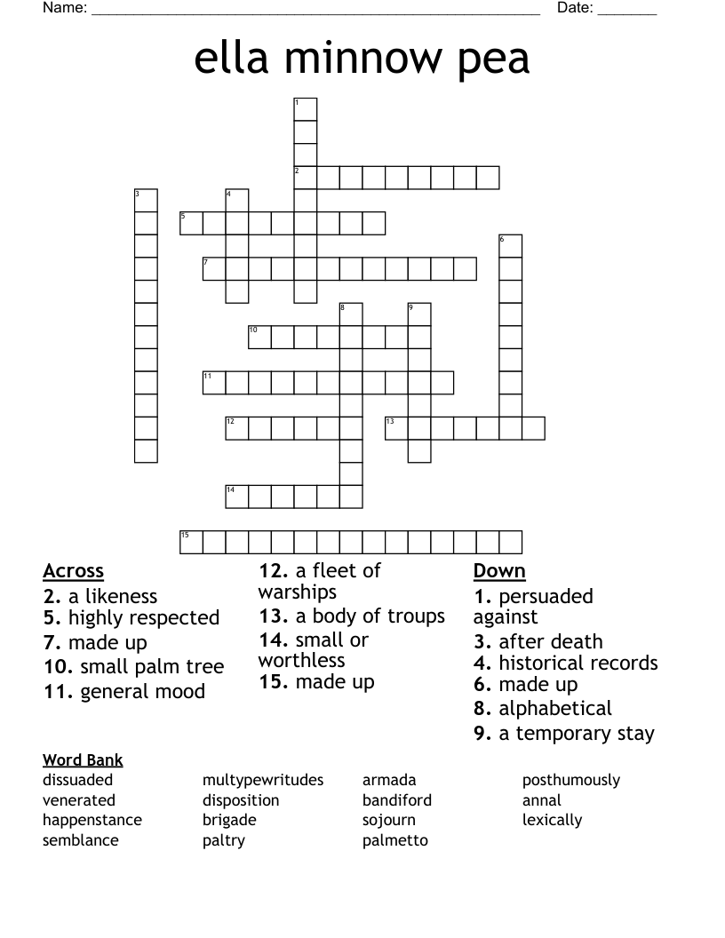 ella minnow pea  Crossword
