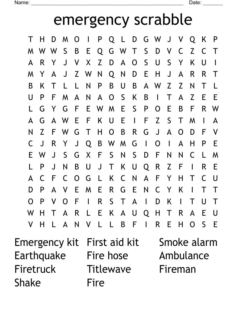 emergency scrabble Word Search