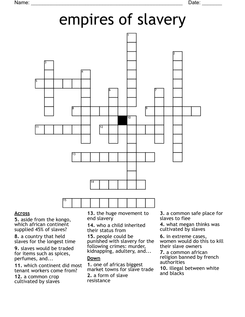 empires of slavery Crossword