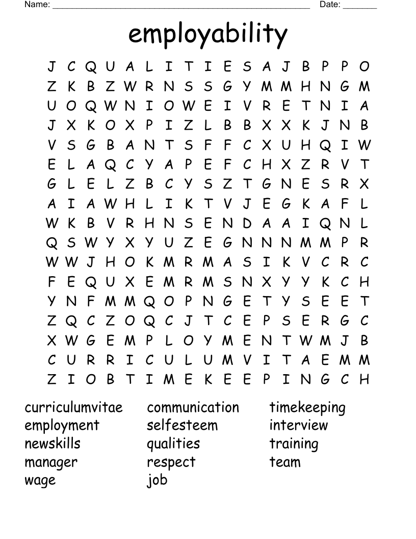 employability Word Search