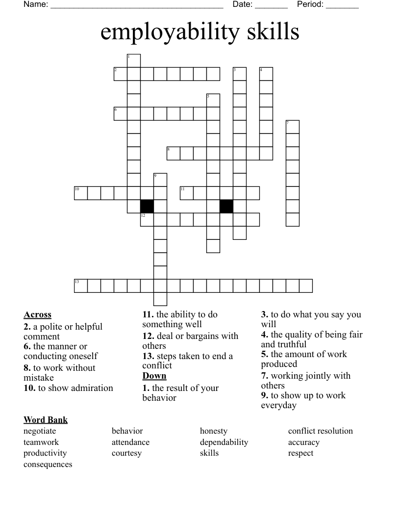 employability skills  Crossword