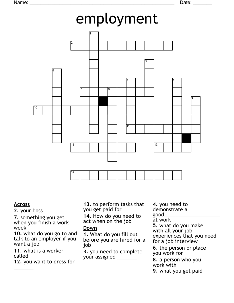 employment Crossword