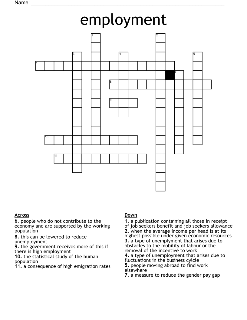 employment Crossword