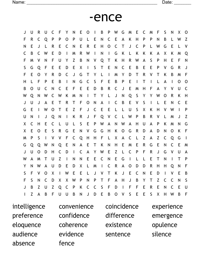 -ence Word Search