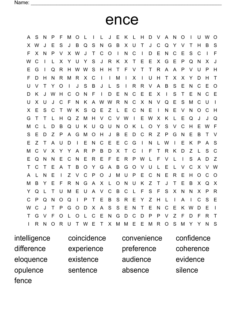 ence Word Search