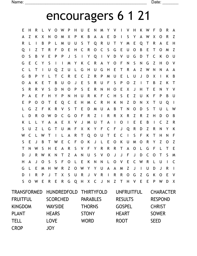 encouragers 6 1 21 Word Search
