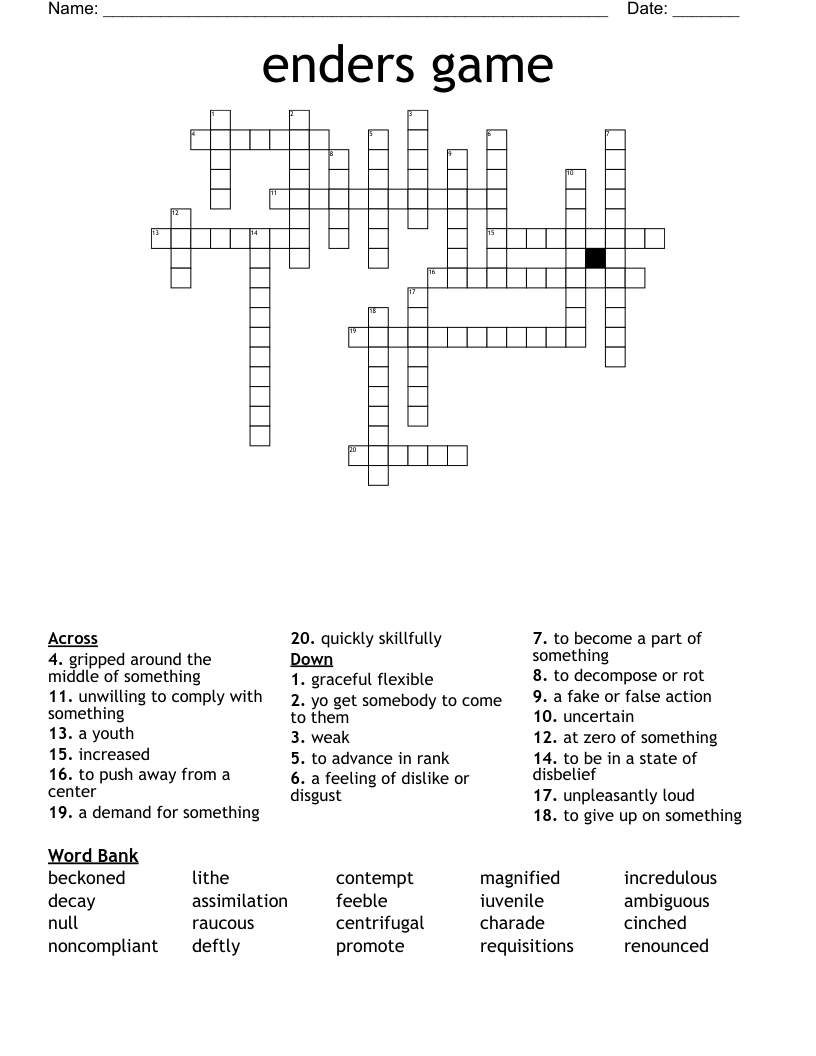 enders game Crossword