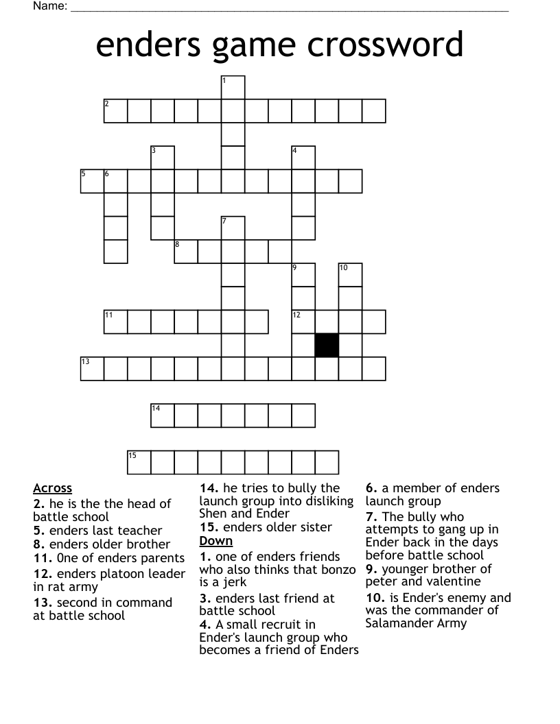 enders game crossword 