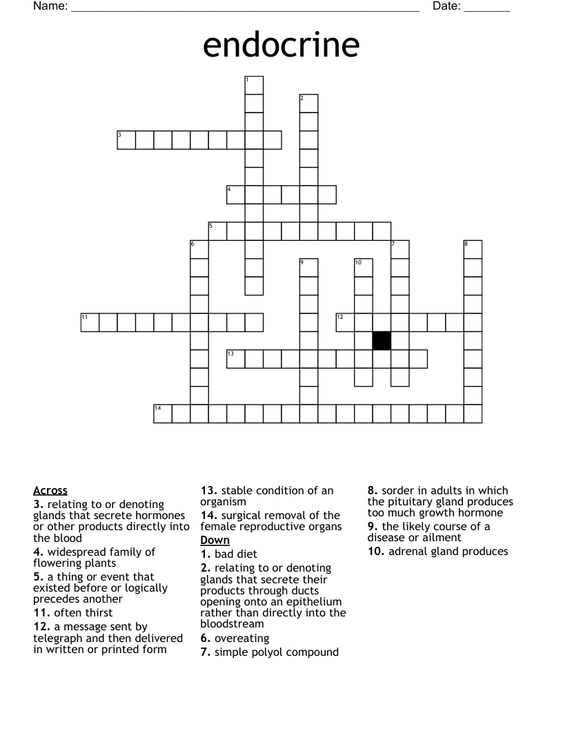 endocrine Crossword