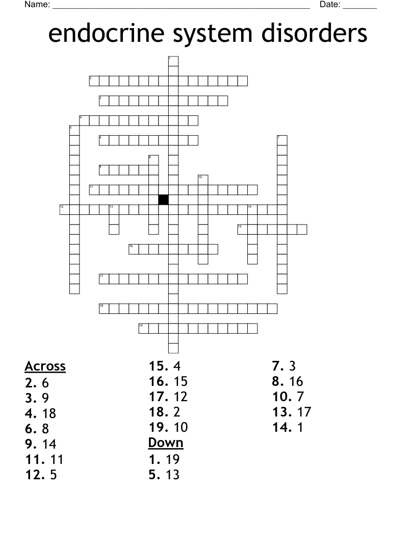 endocrine system disorders Crossword