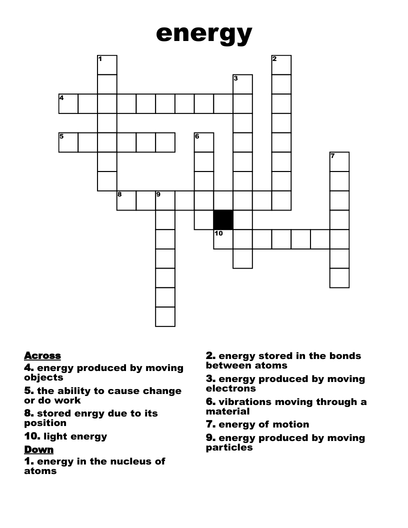 energy Crossword
