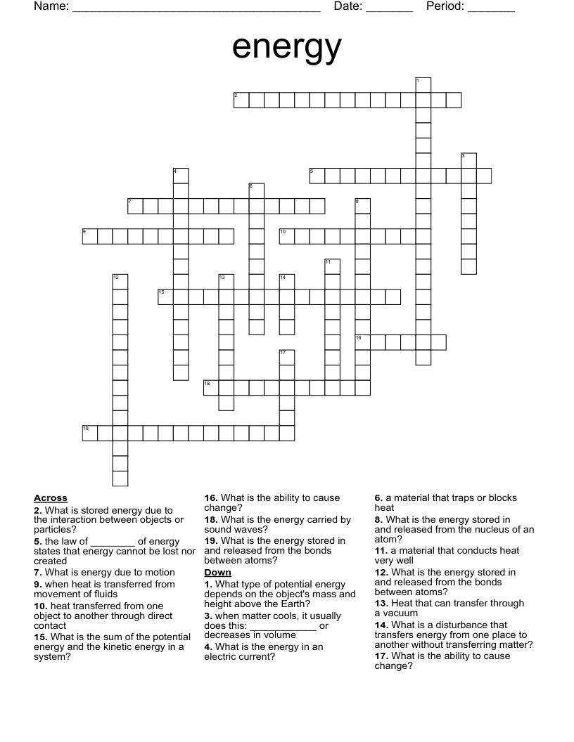 energy  Crossword