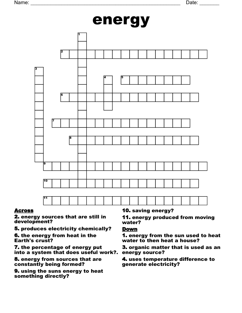 energy  Crossword