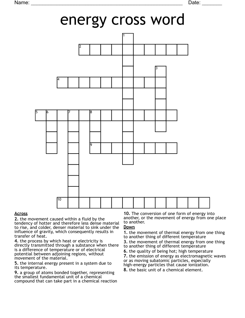 energy cross word