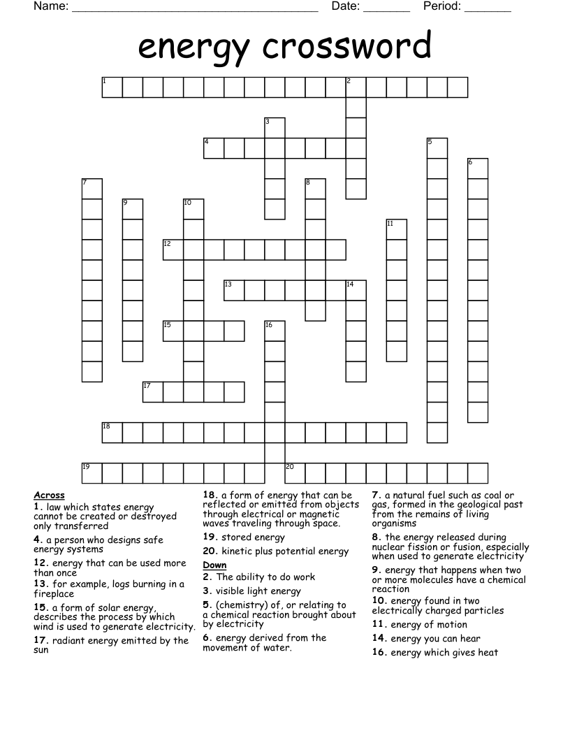 energy crossword