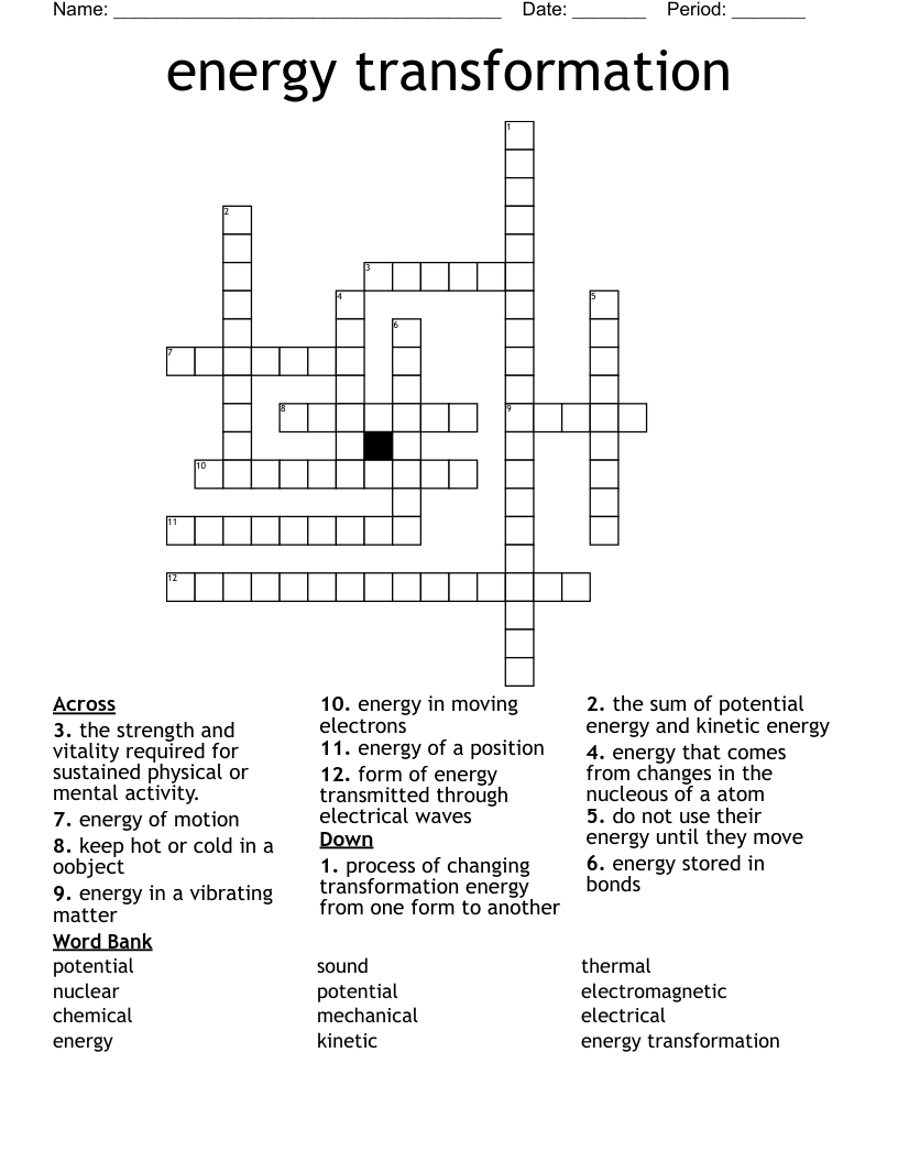 energy transformation Crossword