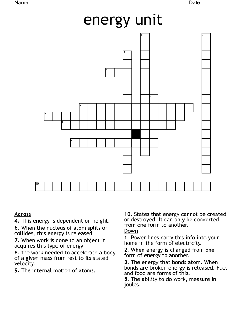 energy unit Crossword