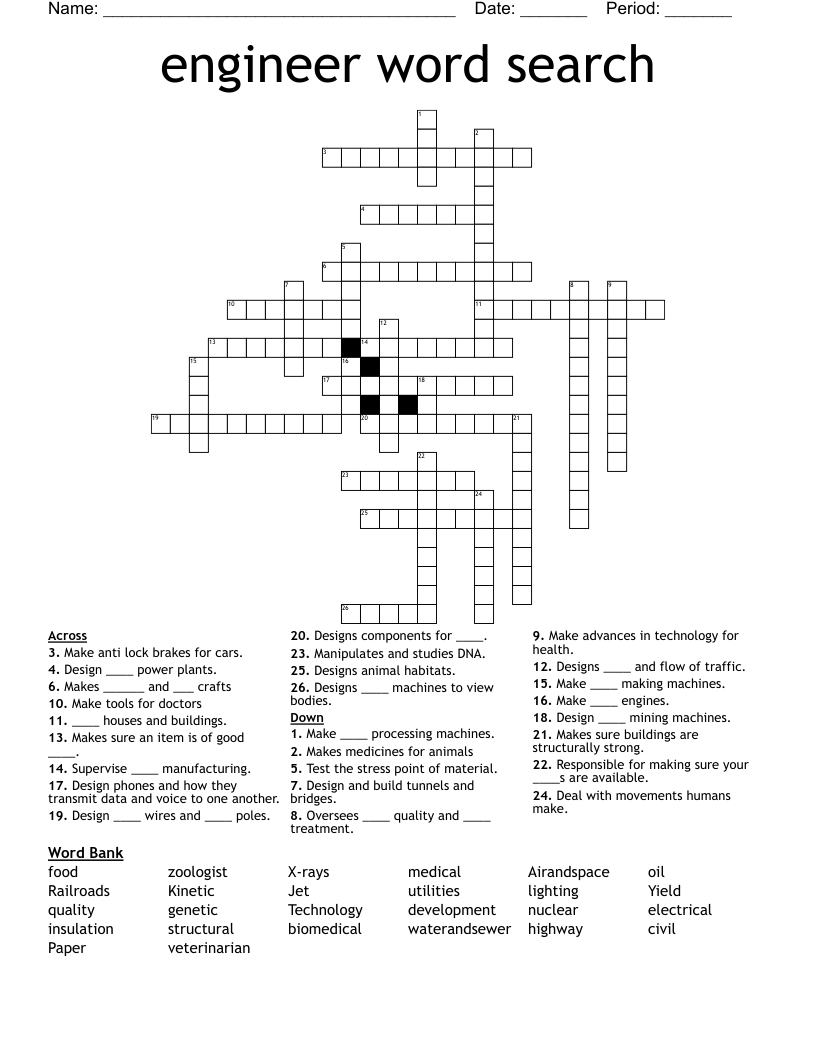 engineer word search  Crossword