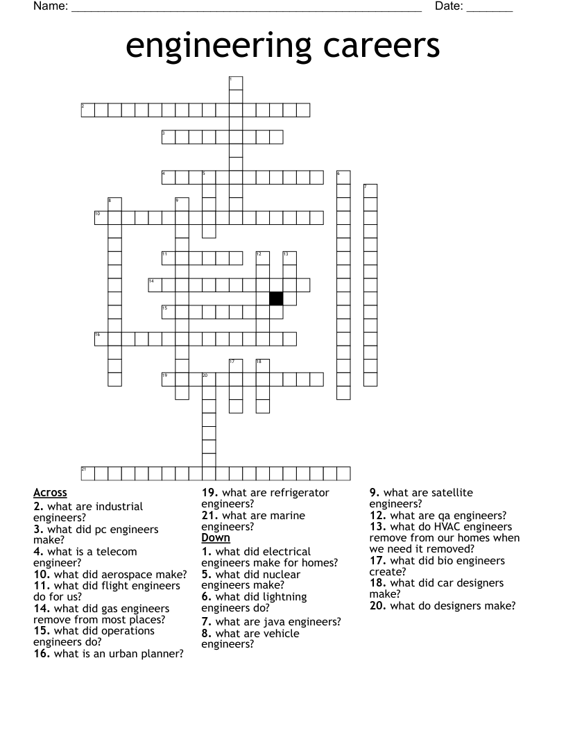 engineering careers Crossword