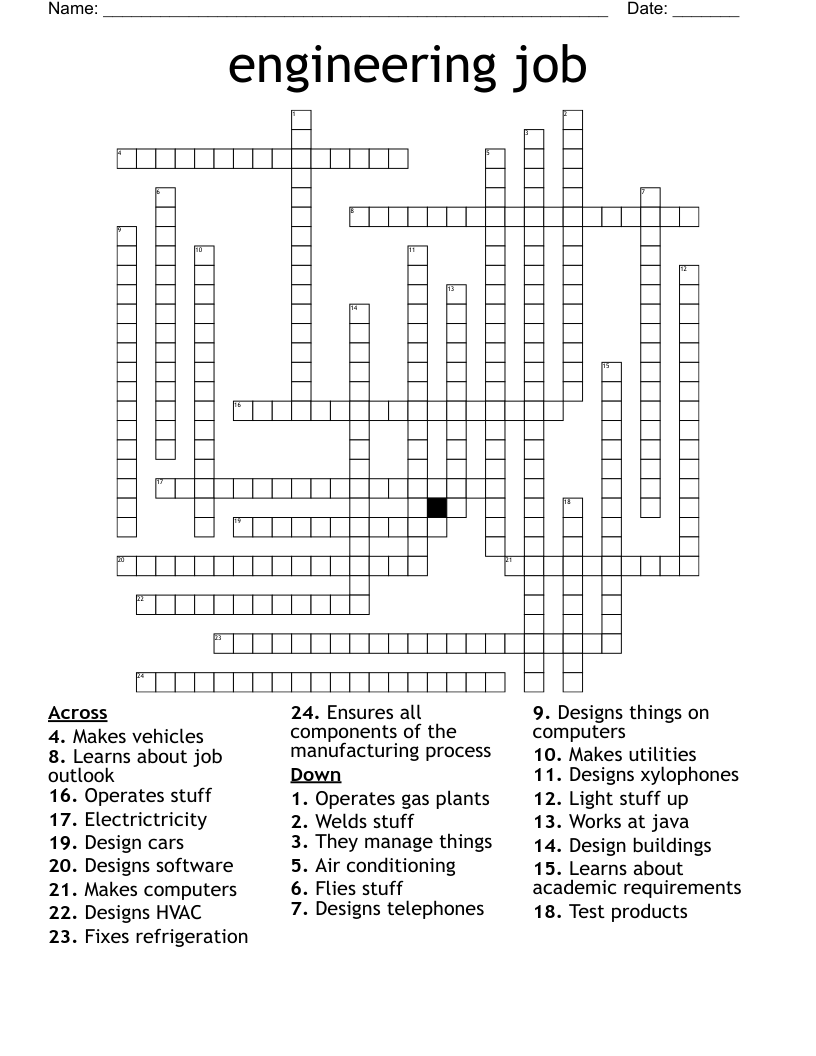 engineering job Crossword