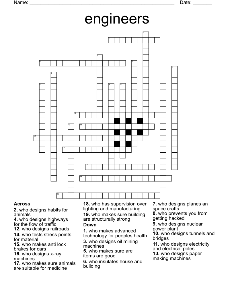 engineers Crossword